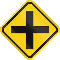 Obraz premium Colombian road warning sign: 4 way intersection ahead