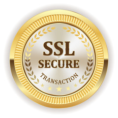 White ssl secure badge with gold border