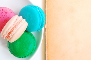 Colorful Macaroon on blank page background