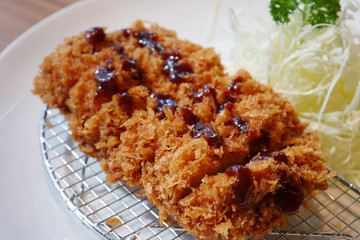 japanese deep fried pork cutlet or tonkatsu, Japanese food