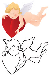 Cartoon angel color and outline