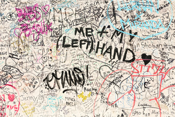 Paris,  Pont de l'Archeveche (Archbishop's Bridge)  - boards   with the spontaneous creation of tourists.