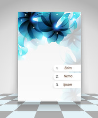 Blue transparent flowers business flyer design