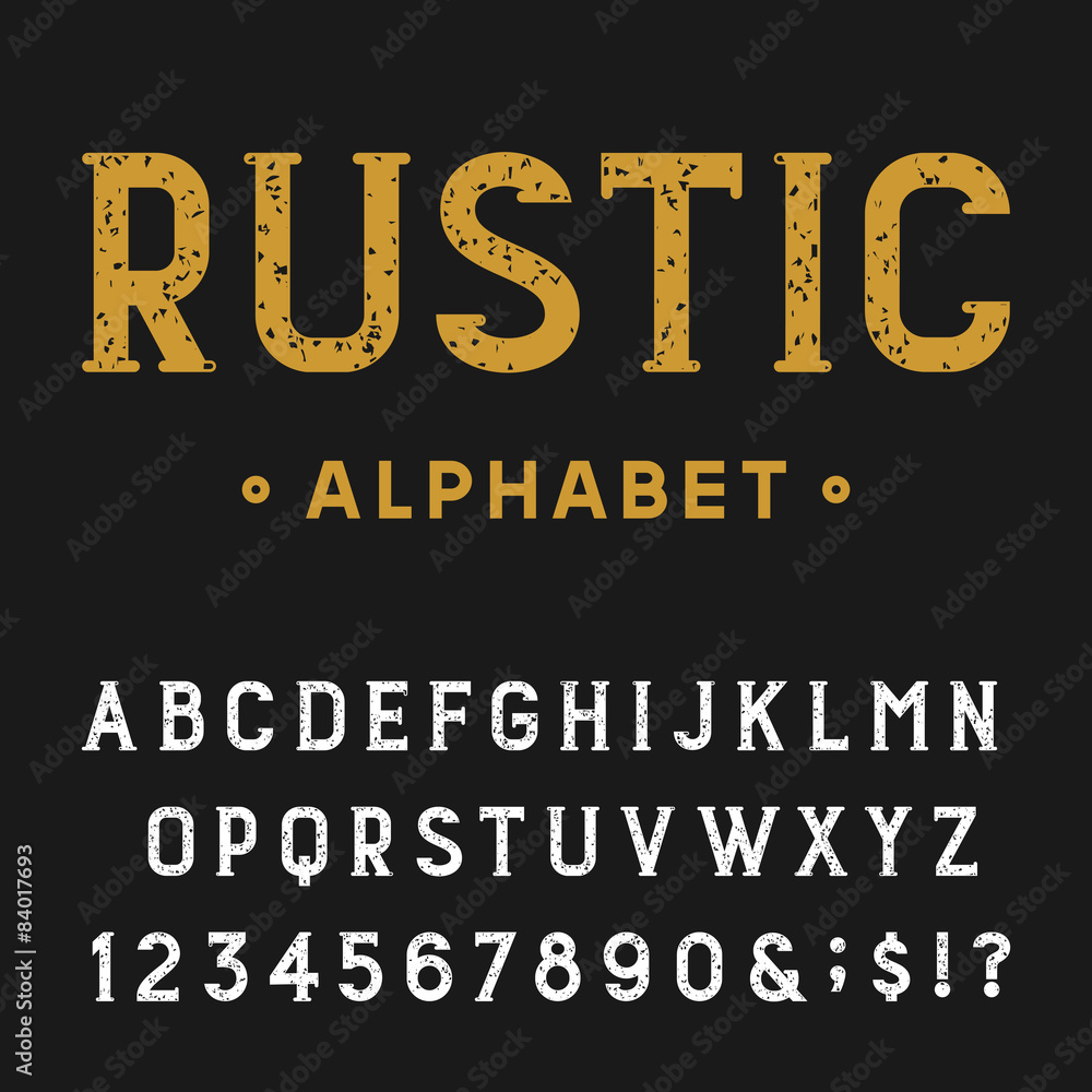 Aufkleber retro rustic alphabet vector font