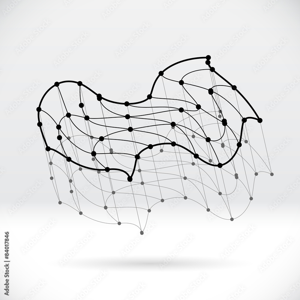 Poster Abstract 3D wireframe shape with connected structure