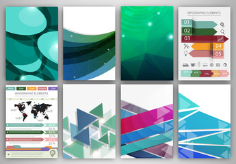 Green abstract backgrounds and abstract concept vector icons