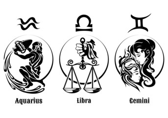 Signs of Air Zodiac Emblem Set