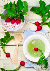 a garden radish cream soup on