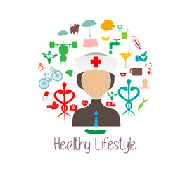 round card with healthy lifestyle icons