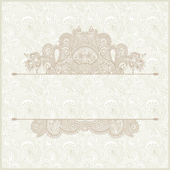 light floral frame on paisley background with place for your tex