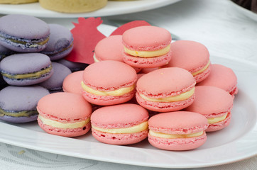Blue and pink macarons
