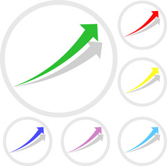 Colored arrows in a white circle, vectors