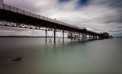 Mumbles pier and lifeboat station in Swansea bay south Wales