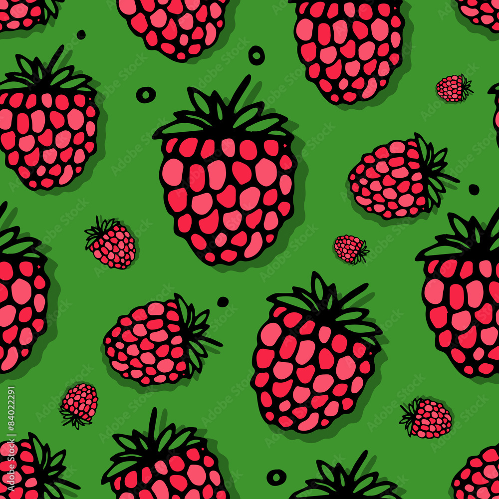 Poster Raspberry seamless pattern for your design