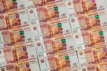 Russian currency banknotes, five thousand rubles
