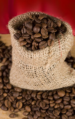  bag of coffee on red background