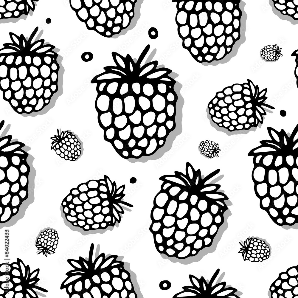 Poster raspberry seamless pattern for your design