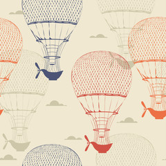 Fototapety  Retro seamless travel pattern of balloons