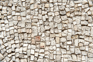 Stone Wall with White Stones in Assorted Sizes