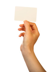 Blank card in hand