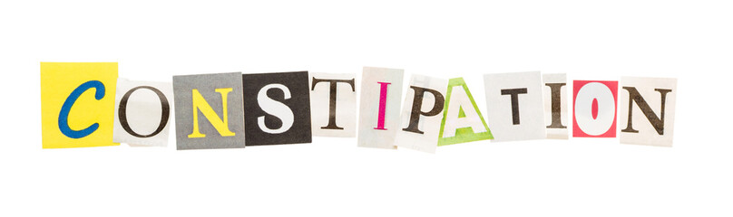 Constipation inscription from cut out letters