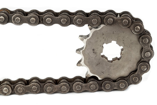 Roller chains with sprockets for motorcycles