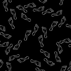Feet seamless pattern and background. Foot texture in hand drawi