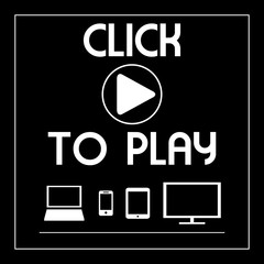 play on all mobile devices on black- laptop, smart phone, tablet