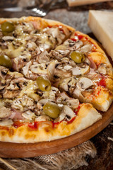 Home made pizza with mushroom