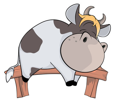 Sleeping cow. Cartoon