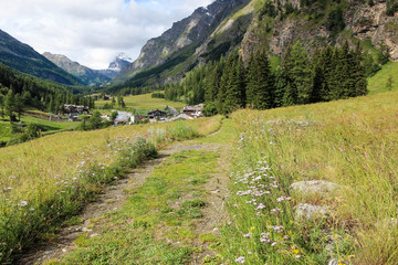 Fototapeta na wymiar Rhemes Notre Dame, Aosta, Valle d'Aosta , villaggio di Chanavey