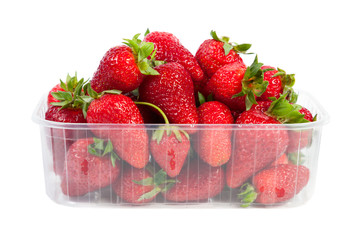 Strawberries in plastic packaging