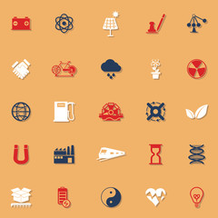 Renewable energy classic color icons with shadow