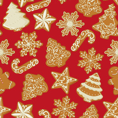 Seamless pattern with Christmas gingerbread