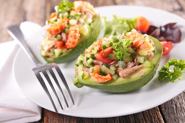 salad in avocado bowl
