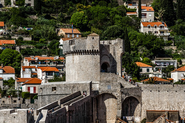 Fototapeta na wymiar Fortified wall of medieval town Dubrovnik. Croatia.