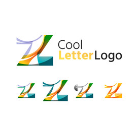 Set of abstract Z letter company logos. Business icons