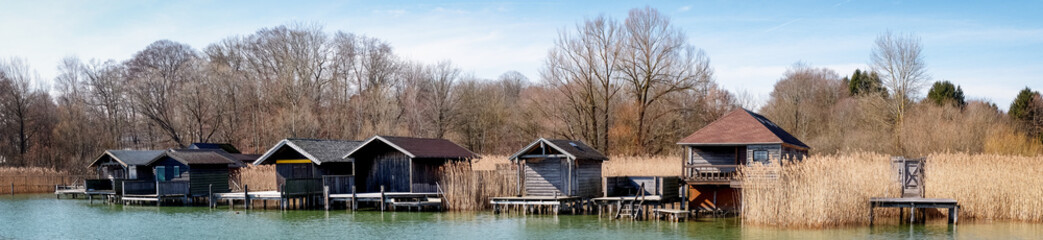 Fototapeta na wymiar old wooden boathouses