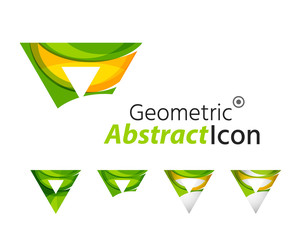 Set of abstract geometric company logo triangles, arrows