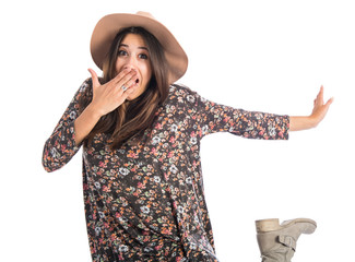 Woman doing surprise gesture