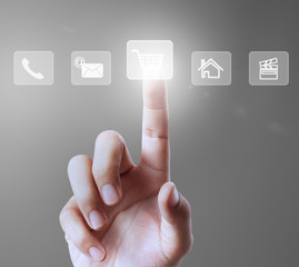 pushing  button on atouch screen interface