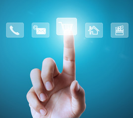 pushing  button on atouch screen interface