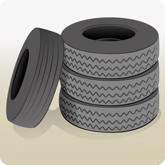 Objects, a lot of tires