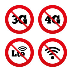 Mobile telecommunications icons. 3G, 4G and LTE.