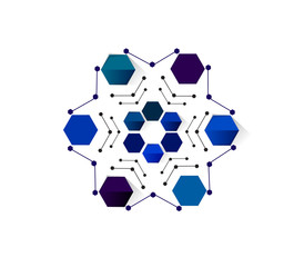 Vector design hexagon Network technology medical background.