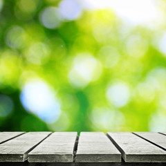 Picnic wooden table in the park