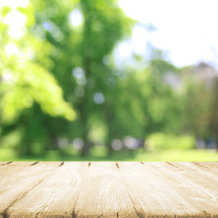 Picnic wooden table in the park