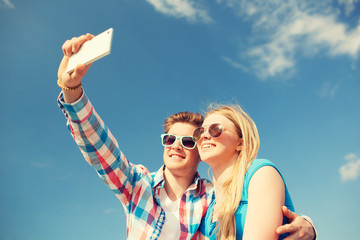 smiling couple having fun outdoors