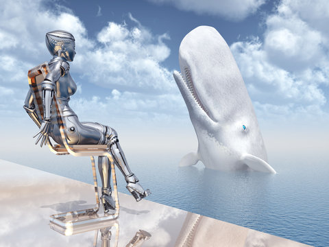 Female robot and sperm whale