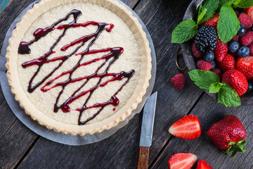 Homemade tart with fresh berries summer fruit